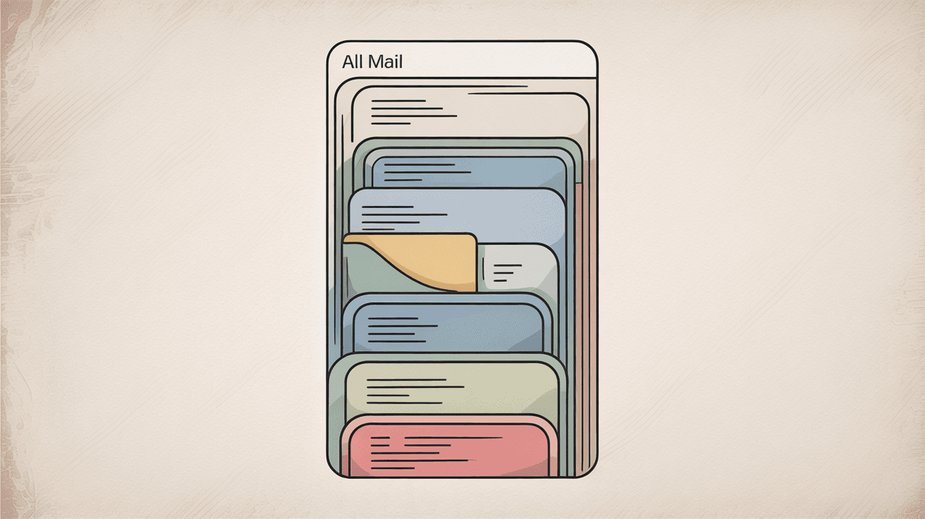 Gmail All Mail navigation showing email list view